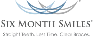 Six Month Smiles logo with tagline "Straight Teeth. Less Time. Clear Braces."
