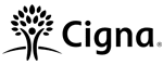 Cigna insurance logo featuring stylized tree symbol with company name text.